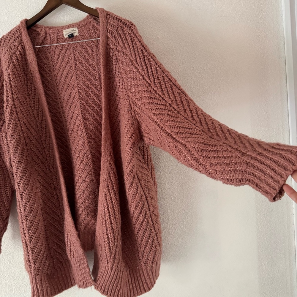 Cozy Boho Chunky Cable Knit Cardigan Rose Pink Open Front XXL Universal Thread - Picture 3 of 11